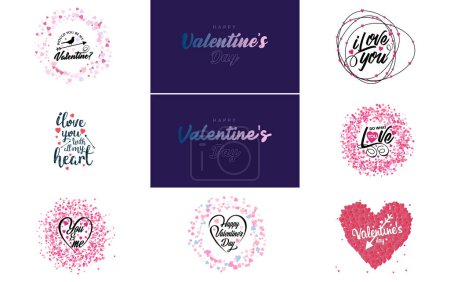 Téléchargez les illustrations : Love word art design with a heart-shaped background and a sparkling effect - en licence libre de droit