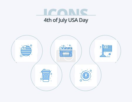 Illustration for Usa Blue Icon Pack 5 Icon Design. usa. flag. country. country. movies - Royalty Free Image