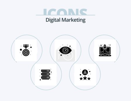 Illustration for Digital Marketing Glyph Icon Pack 5 Icon Design. product. eye. license. dollar eye. business view - Royalty Free Image