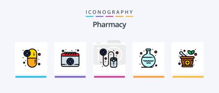 Illustration for Pharmacy Line Filled 5 Icon Pack Including ayurvedic pills. health. digital. hand. capsule. Creative Icons Design - Royalty Free Image