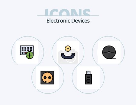Ilustración de Dispositivos Línea de llenado Icon Pack 5 Icon Design. productos. dispositivos. hardware. tableta. dispositivo - Imagen libre de derechos