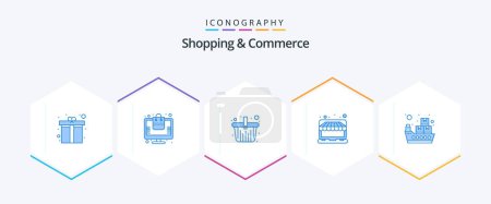 Ilustración de Shopping And Commerce 25 Blue icon pack including store. shop. online. online. shopping basket - Imagen libre de derechos