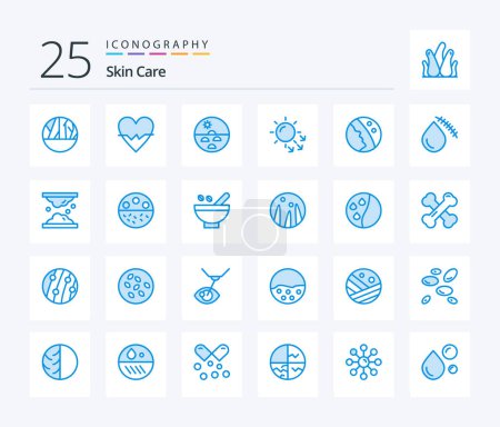 Ilustración de Skin 25 Blue Color icon pack including bleeding. skin. dermatology. dry skin. skin - Imagen libre de derechos