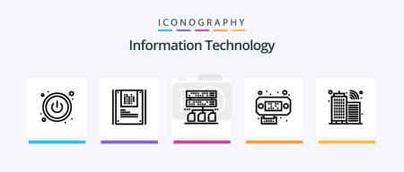 Téléchargez les illustrations : Information Technology Line 5 Icon Pack Including sharing. file. cryptography. cloud. cloud. Creative Icons Design - en licence libre de droit