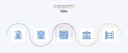 Téléchargez les illustrations : Killer Blue Pack de 5 icônes incluant la protection. meurtre. des preuves. tueur. décapiter - en licence libre de droit