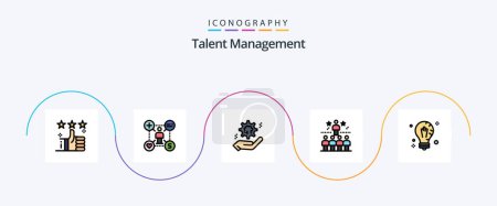 Téléchargez les illustrations : Talent Management Line Filled Flat 5 Icon Pack Including star. position. add. solution. cog - en licence libre de droit
