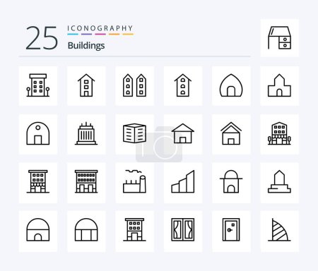 Ilustración de Edificios 25 Paquete de iconos de línea incluyendo mezquita. edificio histórico. edificio histórico. edificio. capilla - Imagen libre de derechos