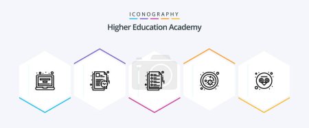Illustration for Academy 25 Line icon pack including wisdom. knowledge. notes. education. biology - Royalty Free Image