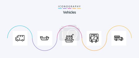 Ilustración de Vehicles Line 5 Icon Pack Including . shop on wheels. marine. ice cream. lorry - Imagen libre de derechos