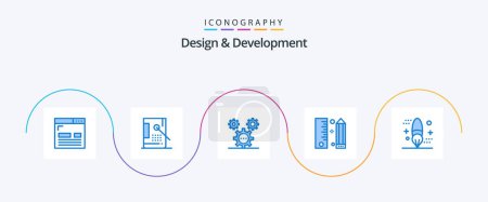 Téléchargez les illustrations : Design and Development Blue 5 Icon Pack Including development. coding. development. programing. development - en licence libre de droit