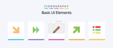 Téléchargez les illustrations : Basic Ui Elements Flat 5 Icon Pack Including write. task. study. list. up. Creative Icons Design - en licence libre de droit