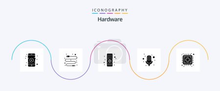 Illustration for Hardware Glyph 5 Icon Pack Including . tv. microchip. chip - Royalty Free Image