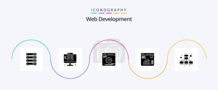Ilustración de Web Development Glyph 5 Icon Pack Including business. graph. app. data. optimization - Imagen libre de derechos