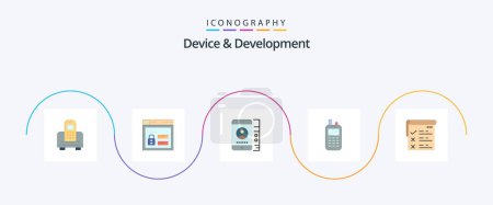 Illustration for Device And Development Flat 5 Icon Pack Including testing. wireless. lmobile. receiver. phone - Royalty Free Image