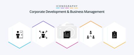 Ilustración de Corporate Development And Business Management 25 Glyph icon pack including delete. about. career. profile. person - Imagen libre de derechos