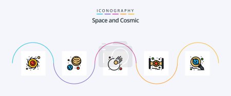 Illustration for Space Line Filled Flat 5 Icon Pack Including . science. meteor. research. astronomy - Royalty Free Image