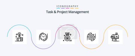 Illustration for Task And Project Management Line 5 Icon Pack Including money. setting . watch. gear . medal - Royalty Free Image