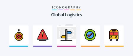 Ilustración de Global Logistics Line Filled 5 Icon Pack Including tick. ok. shipping. logistic. logistic. Creative Icons Design - Imagen libre de derechos