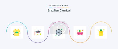 Téléchargez les illustrations : Brazilian Carnival Flat 5 Icon Pack Including fruit. mask. ball. carnival. cinema - en licence libre de droit