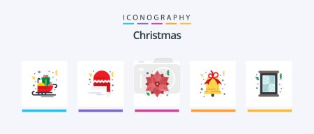 Téléchargez les illustrations : Christmas Flat 5 Icon Pack Including window. christmas. christmas. xmas. bell. Creative Icons Design - en licence libre de droit