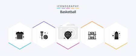 Illustration for Basketball 25 Glyph icon pack including shop. building. basket. basketball. sport - Royalty Free Image