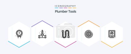 Illustration for Plumber 25 Line icon pack including plumber. plumbing. construction. plumber. extractor - Royalty Free Image