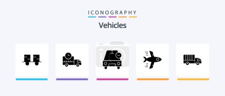 Téléchargez les illustrations : Vehicles Glyph 5 Icon Pack Including delivery. flying. truck. airplane. minus. Creative Icons Design - en licence libre de droit