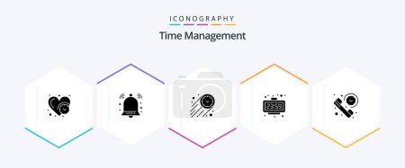 Ilustración de Time Management 25 Glyph icon pack including call. time. fast. new year. clock - Imagen libre de derechos