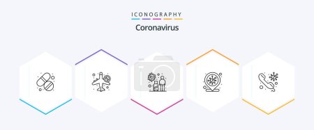 Téléchargez les illustrations : Coronavirus 25 Line icon pack including consult. covid infection place. infection. coronavirus. virus - en licence libre de droit