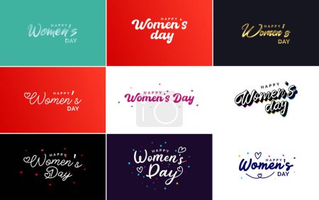 Téléchargez les illustrations : March 8 typographic design set with Happy Women's Day text - en licence libre de droit
