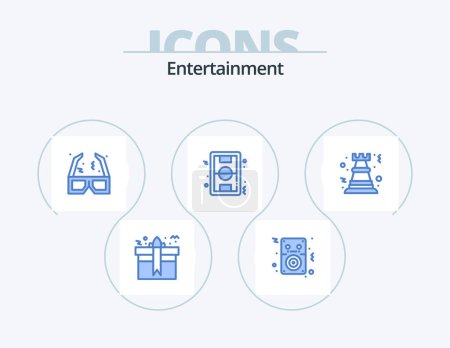Illustration for Entertainment Blue Icon Pack 5 Icon Design. game. ground. player. field. cinema - Royalty Free Image