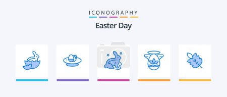 Ilustración de Easter Blue 5 Icon Pack Incluyendo la ecología. Pascua. nido. celebración. naturaleza. Diseño de iconos creativos - Imagen libre de derechos