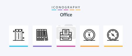 Illustration for Office Line 5 Icon Pack Including tablet. radio. office. office. drawer. Creative Icons Design - Royalty Free Image