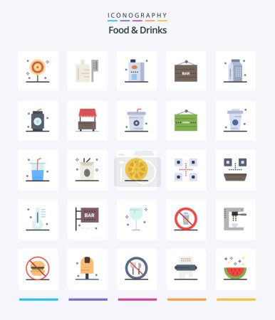 Illustration for Creative Food & Drinks 25 Flat icon pack  Such As cooking. entertainment. drink. drink bar. bar - Royalty Free Image