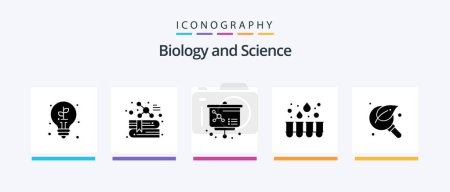Téléchargez les illustrations : Biology Glyph 5 Icon Pack Including magnifier. green. lesson. glass. laboratory. Creative Icons Design - en licence libre de droit