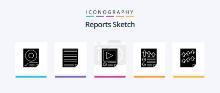 Illustration for Reports Sketch Glyph 5 Icon Pack Including document. arrows. page. report. paper. Creative Icons Design - Royalty Free Image