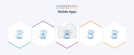 Illustration for Mobile Apps 25 Blue icon pack including phone. learning. mobile. education. storage - Royalty Free Image