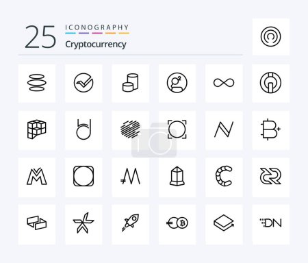Illustration for Cryptocurrency 25 Line icon pack including coin . crypto . crypto currency. coin - Royalty Free Image