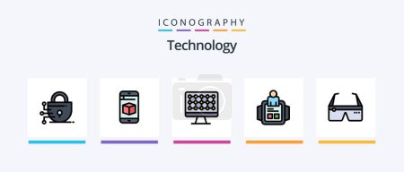 Illustration for Technology Line Filled 5 Icon Pack Including hologram. technology. man. box. mobile. Creative Icons Design - Royalty Free Image