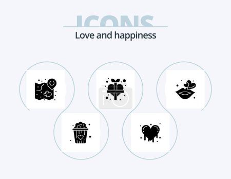 Illustration for Love Glyph Icon Pack 5 Icon Design. love. kiss. map. add. love - Royalty Free Image