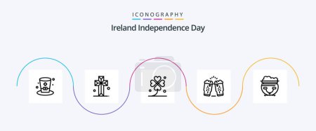 Téléchargez les illustrations : Ireland Independence Day Line 5 Icon Pack Including ireland. wine. clover. drink. lucky - en licence libre de droit