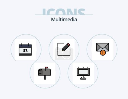 Ilustración de Multimedia Line Filled Icon Pack 5 Icon Design. .. .. buzón. tareas. portapapeles - Imagen libre de derechos