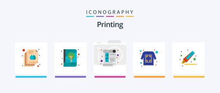 Illustration for Printing Flat 5 Icon Pack Including sketch. printing. print. print. print. Creative Icons Design - Royalty Free Image