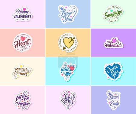 Illustration for Valentine's Day Graphics Stickers to Share Your Love and Affection - Royalty Free Image