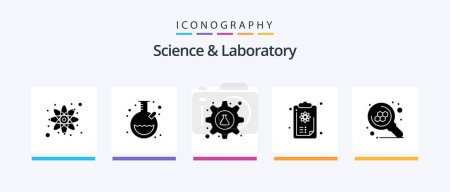 Téléchargez les illustrations : Science Glyph 5 Icon Pack Including science. atom. lab. logic. education. Creative Icons Design - en licence libre de droit