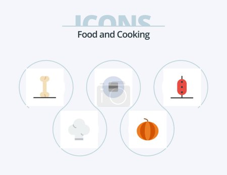 Téléchargez les illustrations : Food Flat Icon Pack 5 Icon Design. . peas. food. pea. macaroon - en licence libre de droit