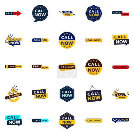 Illustration for Call Now 25 Fresh Typographic Elements for a modern calling promotion - Royalty Free Image