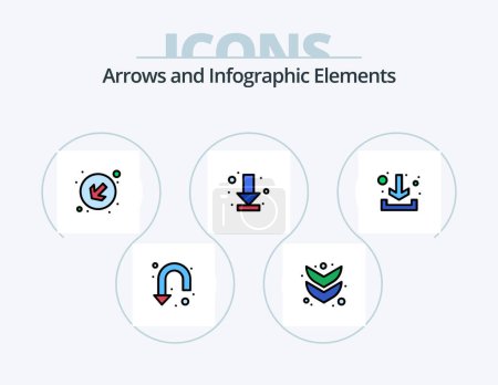 Illustration for Arrow Line Filled Icon Pack 5 Icon Design. direction. align. arrow. left up. arrows - Royalty Free Image