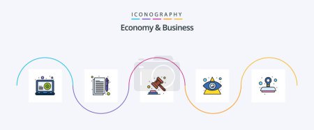 Illustration for Economy And Business Line Filled Flat 5 Icon Pack Including approved. of. auction. modern. business - Royalty Free Image