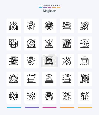 Illustration for Creative Magician 25 OutLine icon pack  Such As cultures. triangle. circle. pyramid. eye - Royalty Free Image